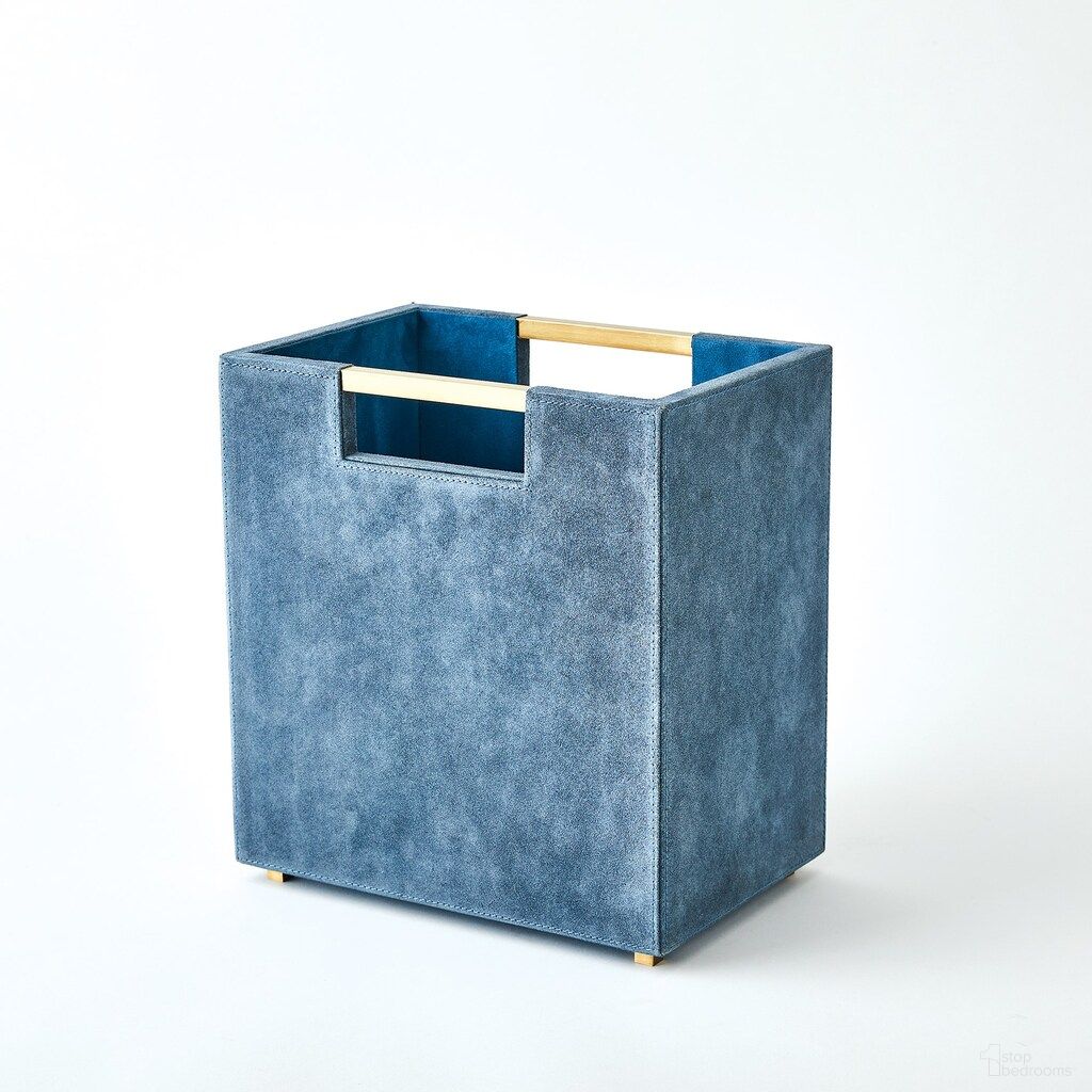 The appearance of Posh Suede Wastebasket In Dusty Blue designed by Global Views in the modern / contemporary interior design. This dusty blue piece of furniture  was selected by 1StopBedrooms from Posh Collection to add a touch of cosiness and style into your home. Sku: 994068. Material: Brass.