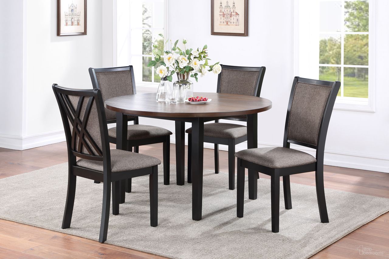 The appearance of Potomac 48 Inch Round Dining Table and 4 Chairs In Brown and Black designed by New Classic in the transitional interior design. This black and brown piece of furniture was selected by 1StopBedrooms from Potomac Collection to add a touch of cosiness and style into your home. Sku: D4832B-48S-RND. Material: Wood. Size: 48".