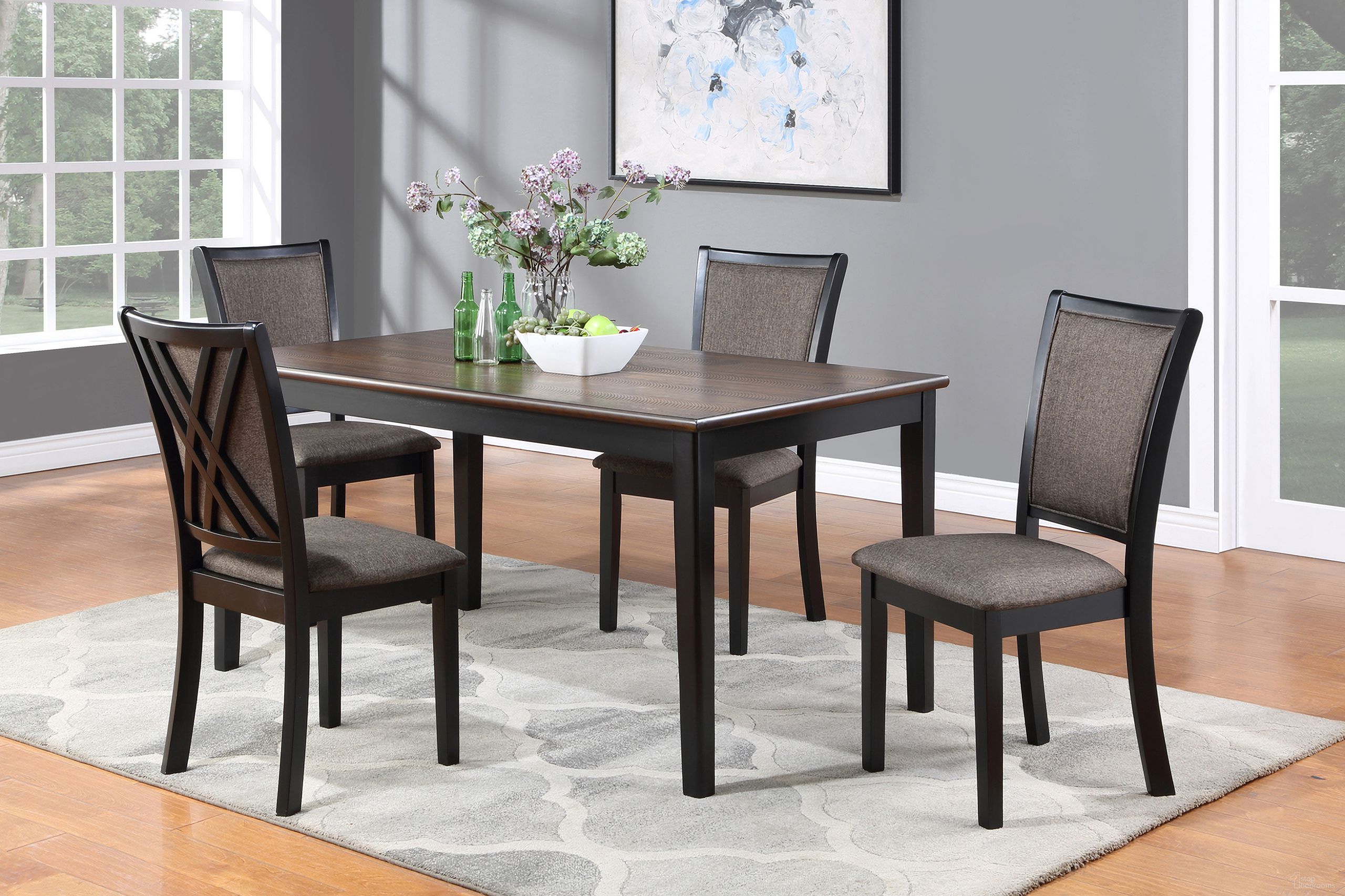 The appearance of Potomac 60 Inch Rectangle Dining Table and 4 Chairs In Brown and Black designed by New Classic in the transitional interior design. This black and brown piece of furniture was selected by 1StopBedrooms from Potomac Collection to add a touch of cosiness and style into your home. Sku: D4832B-60S-REC. Material: Wood.
