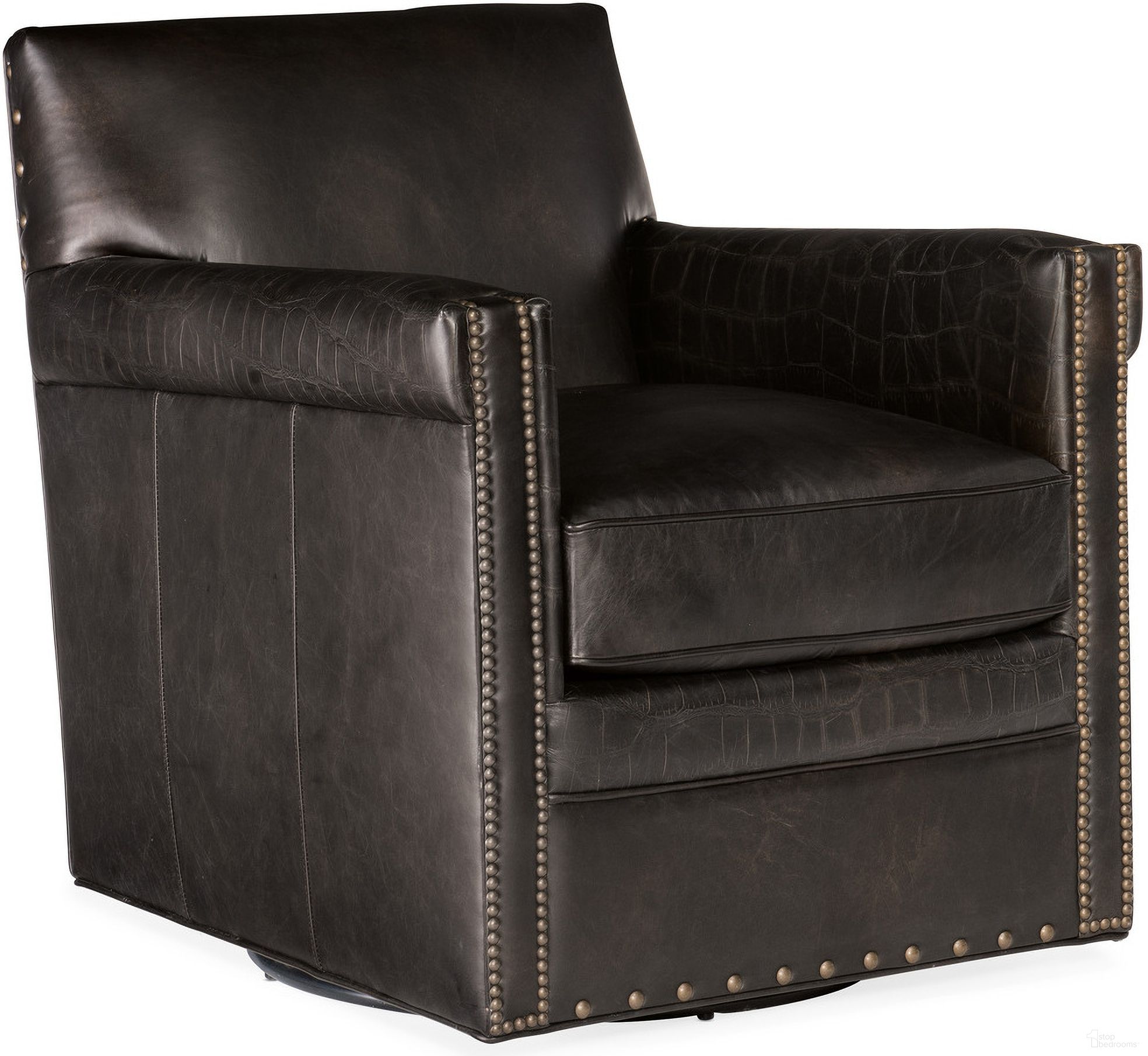 The appearance of CC Potter Brown Swivel Club Chair Cc719-Sw-089 designed by Hooker in the traditional interior design. This brown piece of furniture was selected by 1StopBedrooms from CC Collection to add a touch of cosiness and style into your home. Sku: CC719-SW-089. Material: Leather.