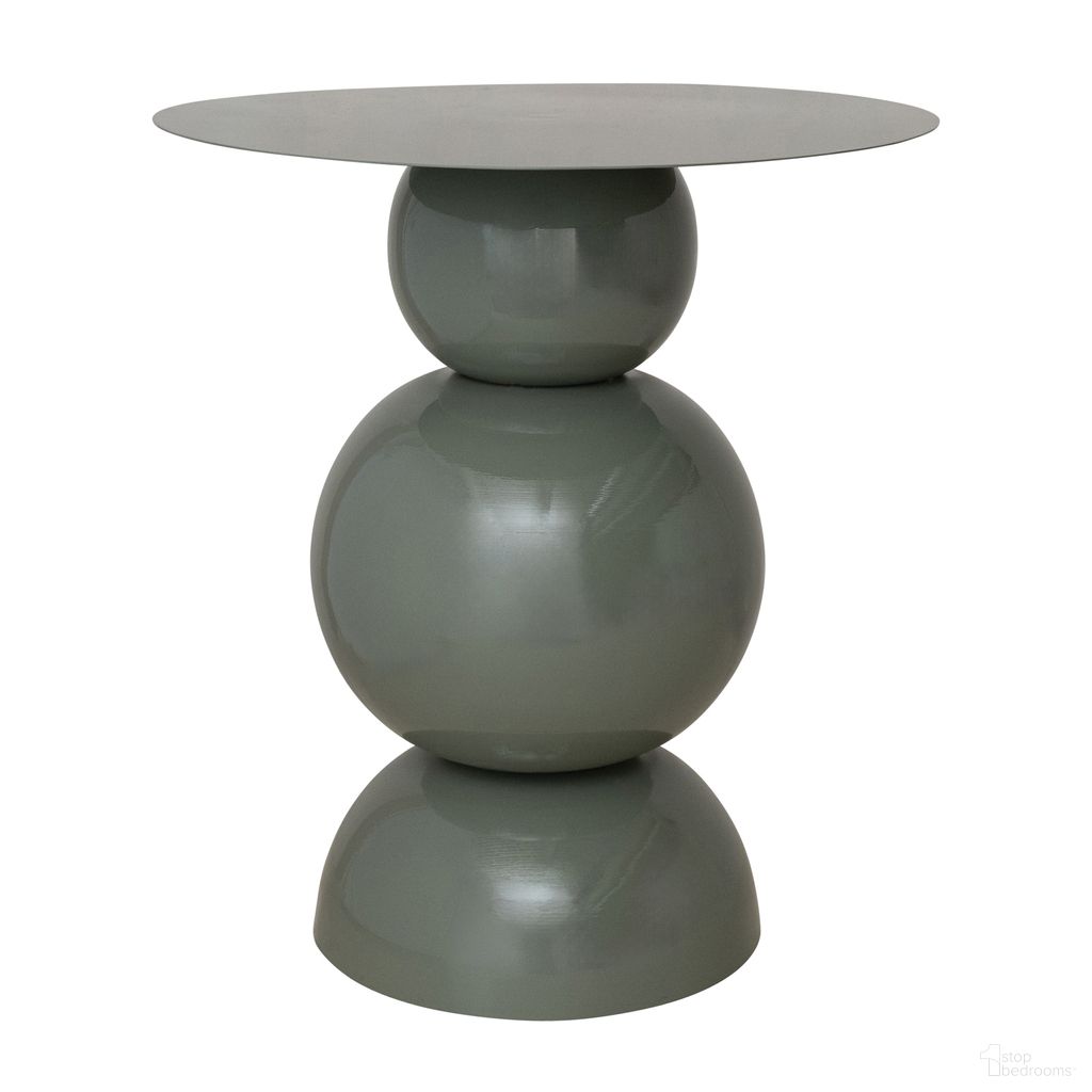Powder Coated Metal Round Table with Stacked Base In Grey