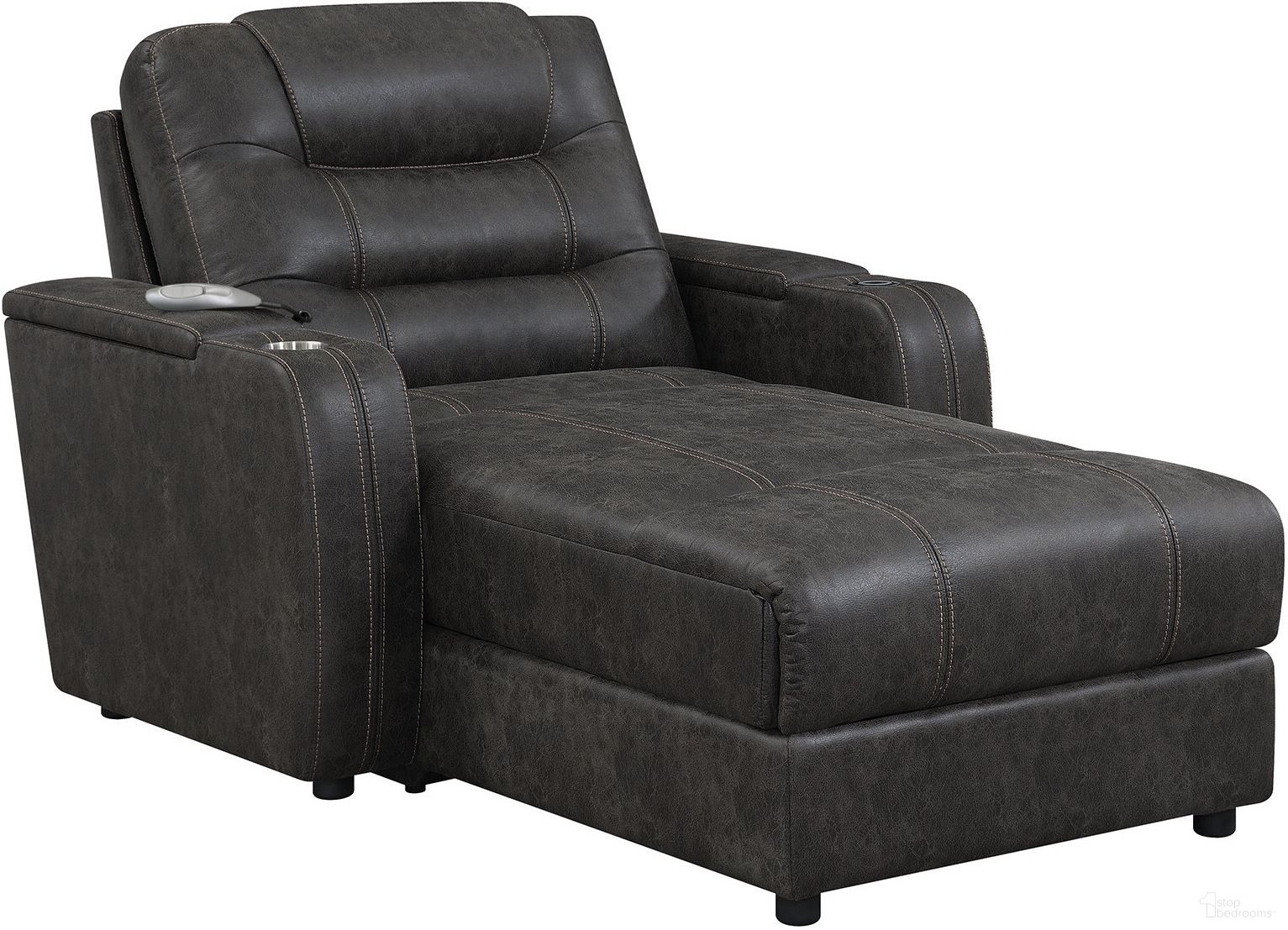 Gray Power Reclining Chaise Lounge Chair with Arms