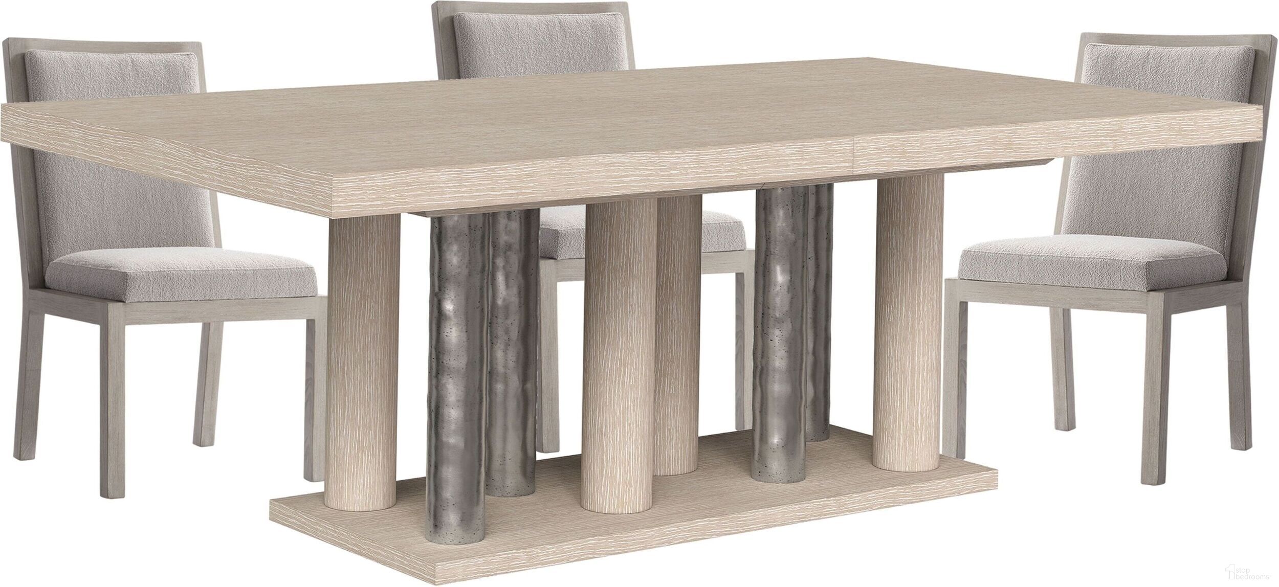 The appearance of Prado Dining Room Set in Tawny Finish designed by Bernhardt in the modern / contemporary interior design. This tawny/bright graphite piece of furniture was selected by 1StopBedrooms from Prado Collection to add a touch of cosiness and style into your home. Sku: 324242A;324244A;324541A. Table Base Style: Pedestal. Material: Wood. Table Top Shape: Rectangular. Size: 46" x 84".