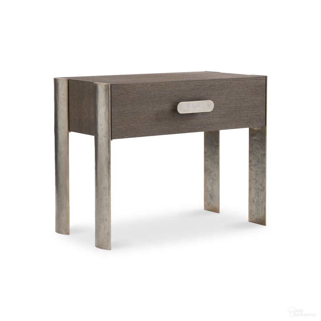 The appearance of Prado Nightstand in Porcini & Bright Graphite Finishes designed by Bernhardt in the modern / contemporary interior design. This porcini/bright graphite piece of furniture was selected by 1StopBedrooms from Prado Collection to add a touch of cosiness and style into your home. Sku: 324218B. Material: Metal.