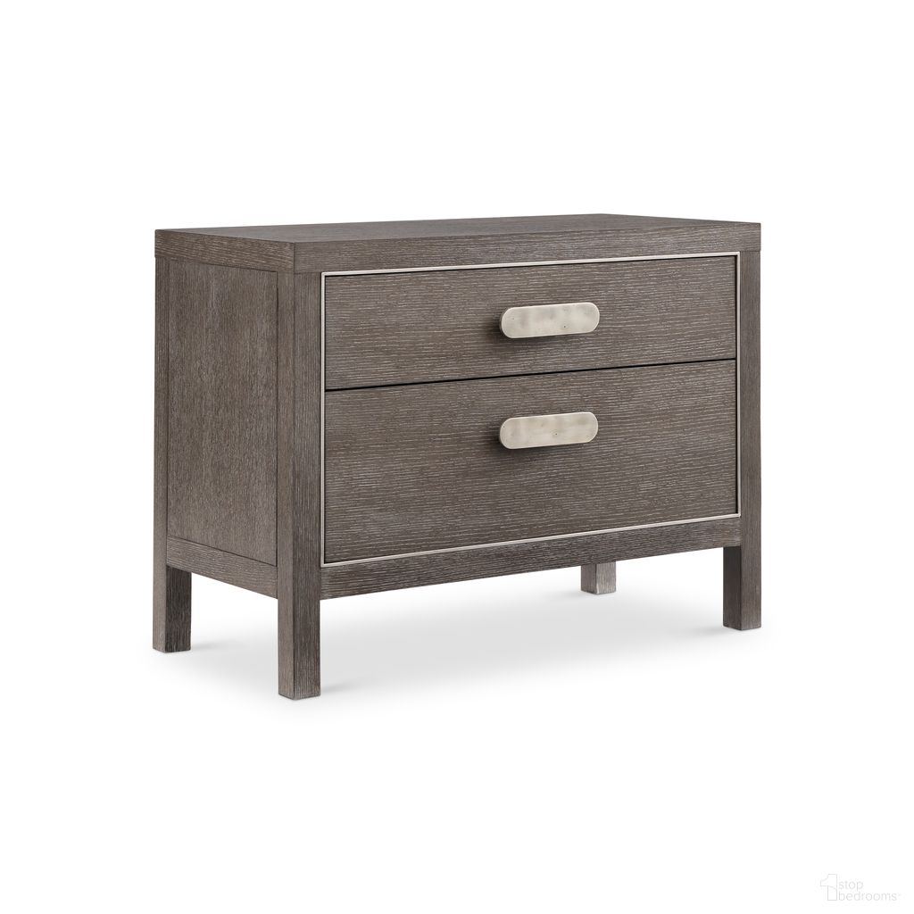 The appearance of Prado Nightstand in Porcini Finish - 38" designed by Bernhardt in the modern / contemporary interior design. This porcini/bright graphite piece of furniture  was selected by 1StopBedrooms from Prado Collection to add a touch of cosiness and style into your home. Sku: 324232B. Material: Wood.
