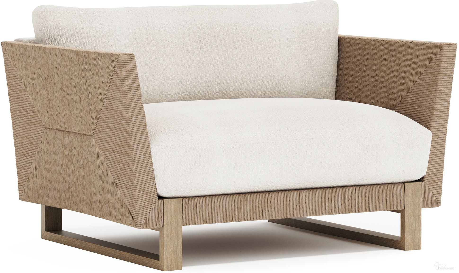 The appearance of Praia Outdoor Chair designed by Bernhardt in the modern / contemporary interior design. This cream/brown piece of furniture  was selected by 1StopBedrooms from Praia Collection to add a touch of cosiness and style into your home. Sku: O5453A. Material: Fabric.