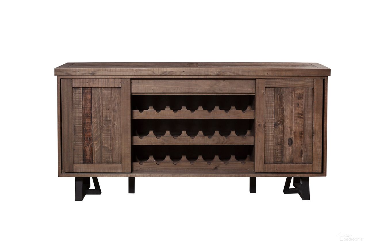 The appearance of Prairie Sideboard with Wine Holder In Natural and Black designed by Alpine in the country / farmhouse interior design. This natural/black piece of furniture was selected by 1StopBedrooms from Prairie Collection to add a touch of cosiness and style into your home. Sku: 1568-06. Material: Pine.