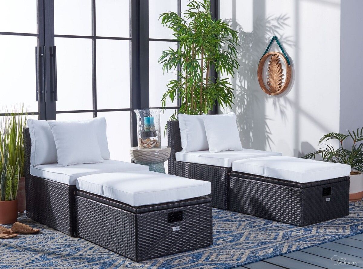 The appearance of Pramla Outdoor Settee with Ottoman in Black and Beige designed by Safavieh in the modern / contemporary interior design. This black and beige piece of furniture was selected by 1StopBedrooms from Pramla Collection to add a touch of cosiness and style into your home. Sku: PAT7515A. Material: Steel.