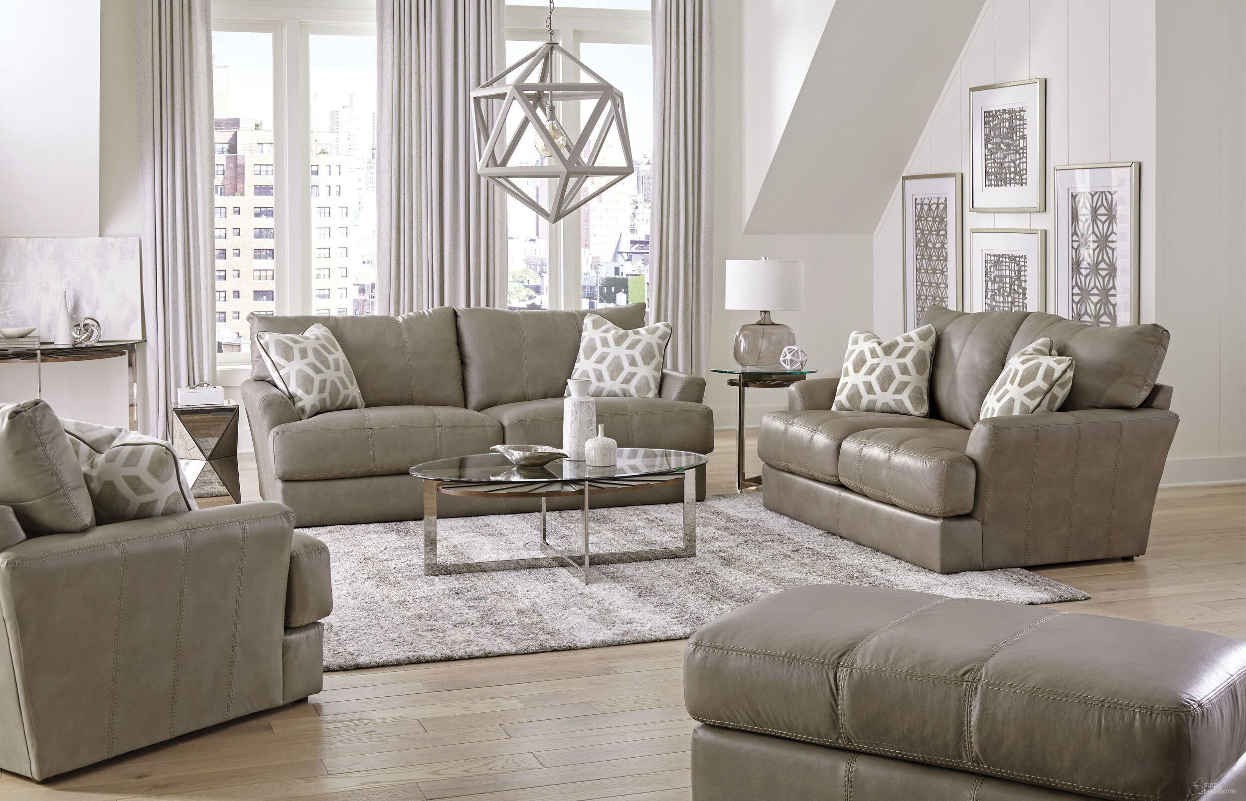 The appearance of Prato Putty Living Room Set designed by Jackson in the transitional interior design. This beige piece of furniture was selected by 1StopBedrooms from Prato Collection to add a touch of cosiness and style into your home. Sku: 248203127356307356;248202127356307356. Material: Leather.