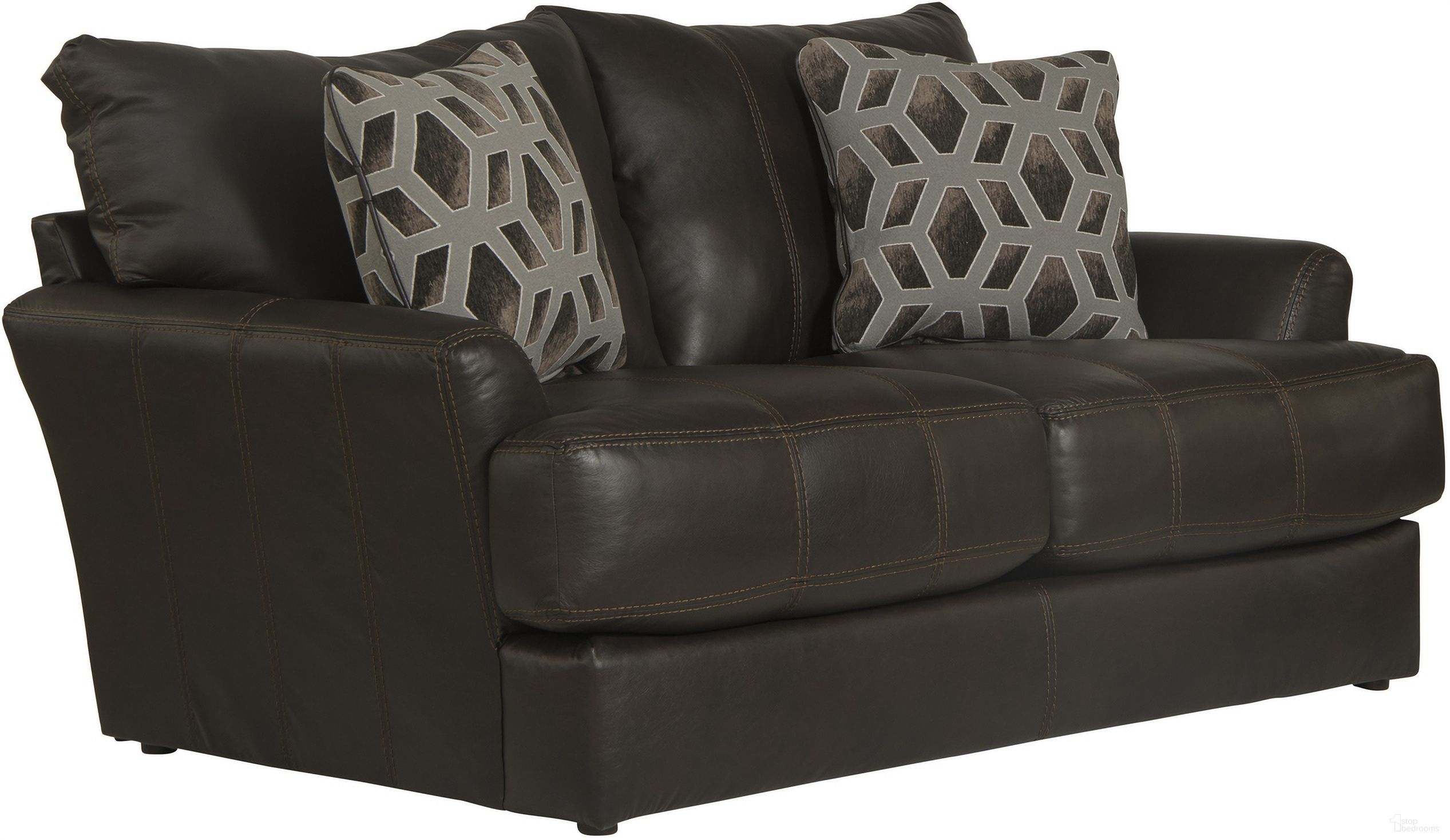 The appearance of Prato Top Grain Italian Leather Match Loveseat with Cuddler Cushions In Chocolate designed by Jackson in the traditional interior design. This chocolate piece of furniture was selected by 1StopBedrooms from Prato Collection to add a touch of cosiness and style into your home. Sku: 248202127389307389. Material: Leather.