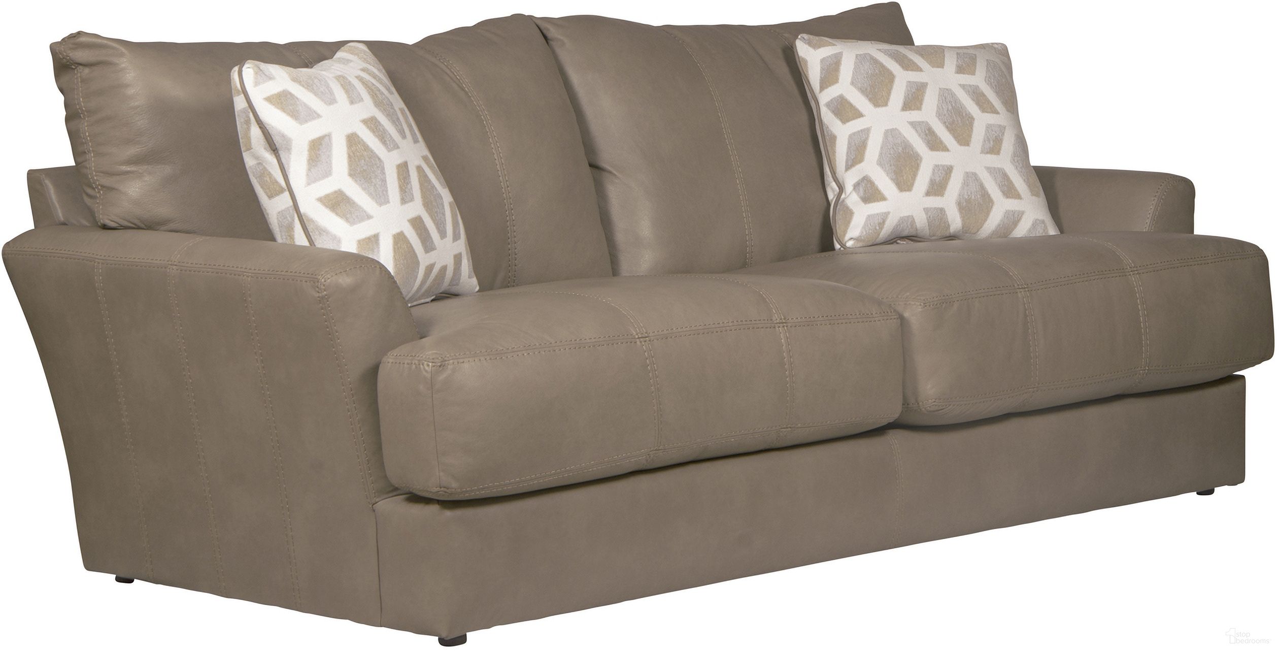 The appearance of Prato Top Grain Italian Leather Match Sofa with Cuddler Cushions In Putty designed by Jackson in the traditional interior design. This putty piece of furniture was selected by 1StopBedrooms from Prato Collection to add a touch of cosiness and style into your home. Sku: 248203127356307356. Material: Leather.
