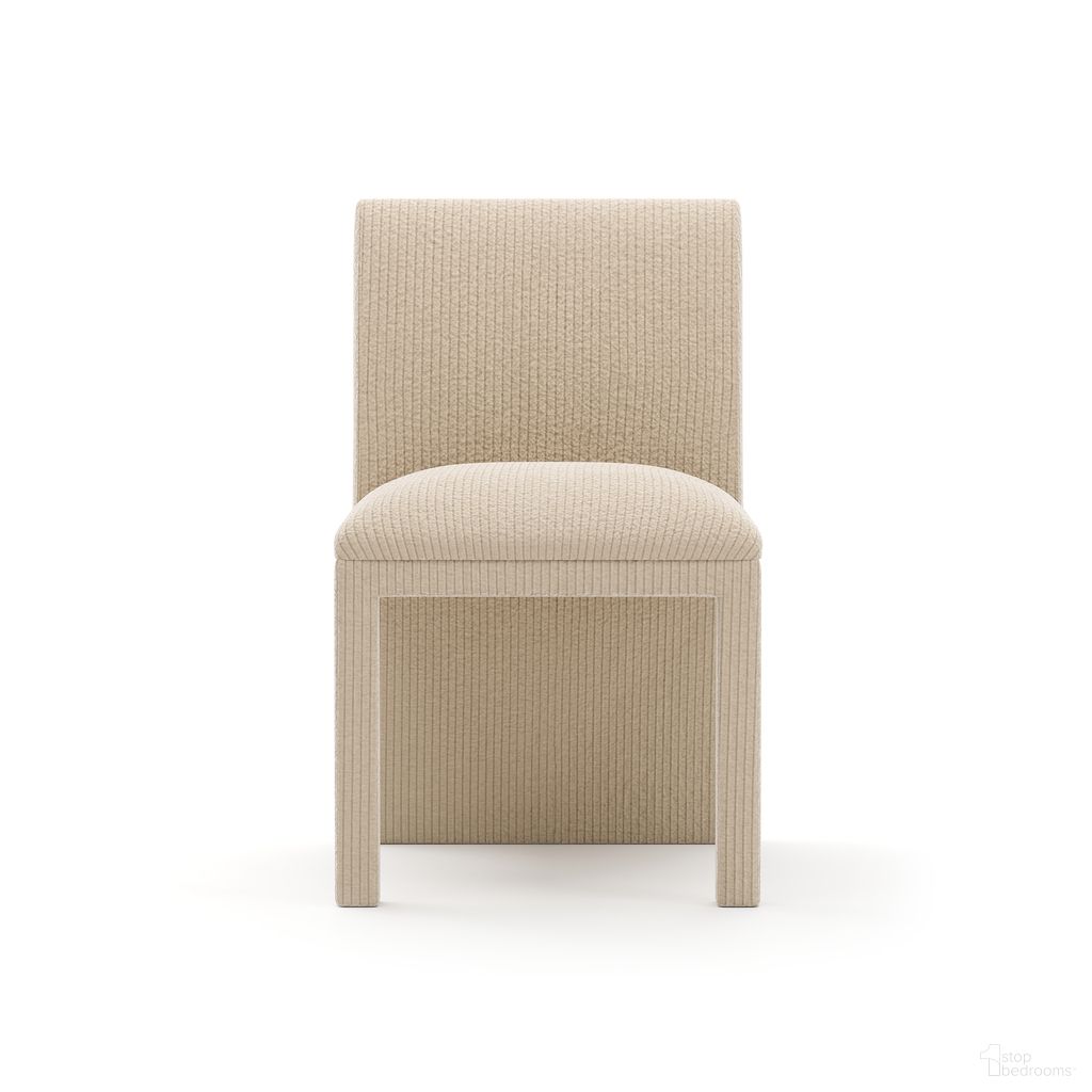 The appearance of Precipice Upholstered Dining Chair In Cream designed by Caracole in the transitional interior design. This cream piece of furniture  was selected by 1StopBedrooms from Precipice Collection to add a touch of cosiness and style into your home. Sku: CLA-425V-291B. Material: Hardwood. Chair Type: Side Chair.