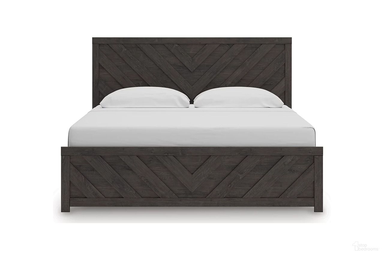 The appearance of Prendonea King Panel Bed In Charcoal designed by Signature Design by Ashley in the transitional interior design. This charcoal piece of furniture was selected by 1StopBedrooms from Prendonea Collection to add a touch of cosiness and style into your home. Sku: B3789-72;B3789-97. Bed Type: Panel Bed. Material: Wood. Bed Size: King.