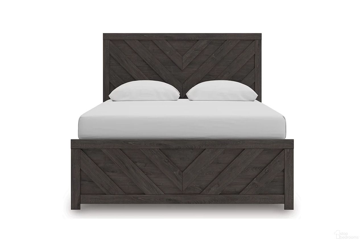 The appearance of Prendonea Queen Panel Bed In Charcoal designed by Signature Design by Ashley in the transitional interior design. This charcoal piece of furniture  was selected by 1StopBedrooms from Prendonea Collection to add a touch of cosiness and style into your home. Sku: B3789-71;B3789-96. Bed Type: Panel Bed. Material: Wood. Bed Size: Queen.
