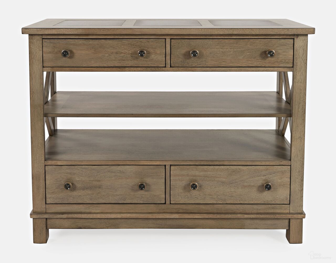 The appearance of Prescott Park 4 Drawer Server In Gray Brown designed by Jofran in the transitional interior design. This gray brown piece of furniture was selected by 1StopBedrooms from Prescott Park Collection to add a touch of cosiness and style into your home. Sku: 1936-49. Material: MDF.