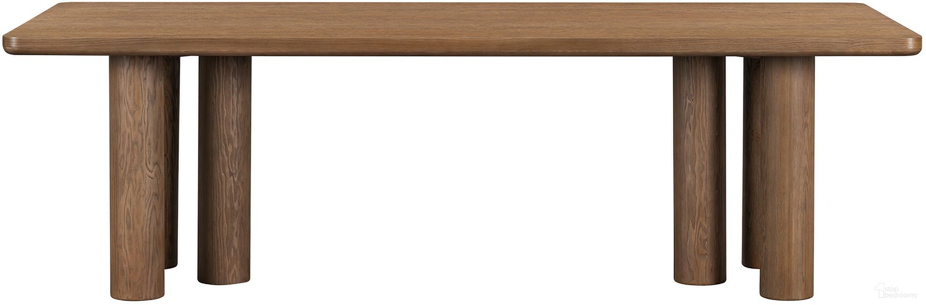 The appearance of Presidio Oak Veneer Contempory 84 Inch Dining Table In Brown designed by Salted Oak in the modern / contemporary interior design. This brown piece of furniture was selected by 1StopBedrooms from Presidio Collection to add a touch of cosiness and style into your home. Sku: STO1307-84-WMO. Table Base Style: Double Pedestal. Table Top Shape: Rectangular. Size: 42" x 84". Material: Solid Wood.