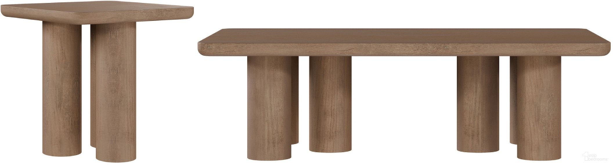 The appearance of Presidio Oak Veneer Contempory Occasional Table Set In Brown designed by Salted Oak in the modern / contemporary interior design. This brown piece of furniture  was selected by 1StopBedrooms from Presidio Collection to add a touch of cosiness and style into your home. Sku: STO3407-WMO;STO3107-WMO. Material: Solid Wood.
