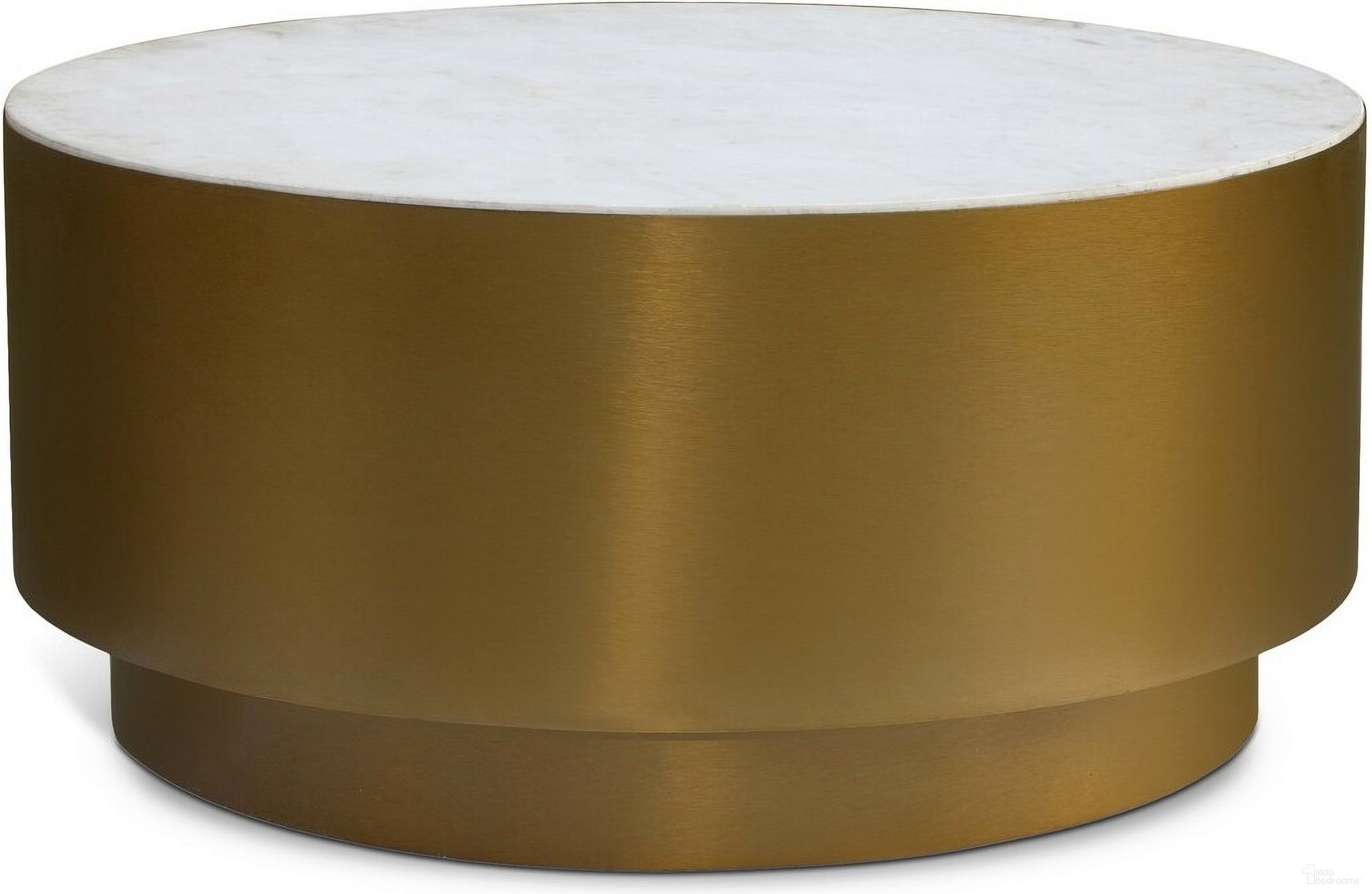 The appearance of Presley Coffee table In Gold designed by Meridian in the modern / contemporary interior design. This gold piece of furniture was selected by 1StopBedrooms from Presley Collection to add a touch of cosiness and style into your home. Sku: 209-C. Material: Marble.