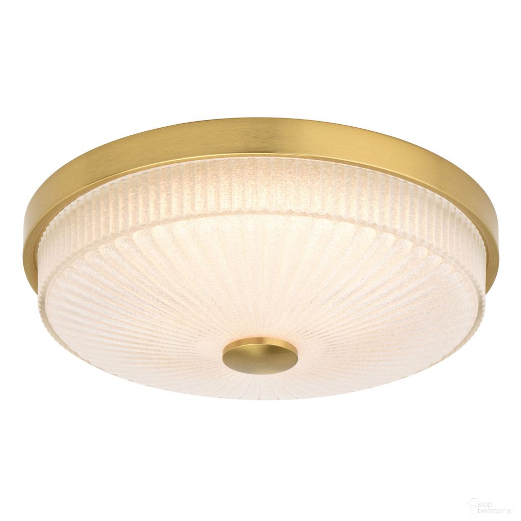 The appearance of Preston 12.5 Inch LED Flush Mount In Natural Brass designed by Vaxcel in the transitional interior design. This natural brass piece of furniture  was selected by 1StopBedrooms from Preston Collection to add a touch of cosiness and style into your home. Sku: C0325. Material: Steel.