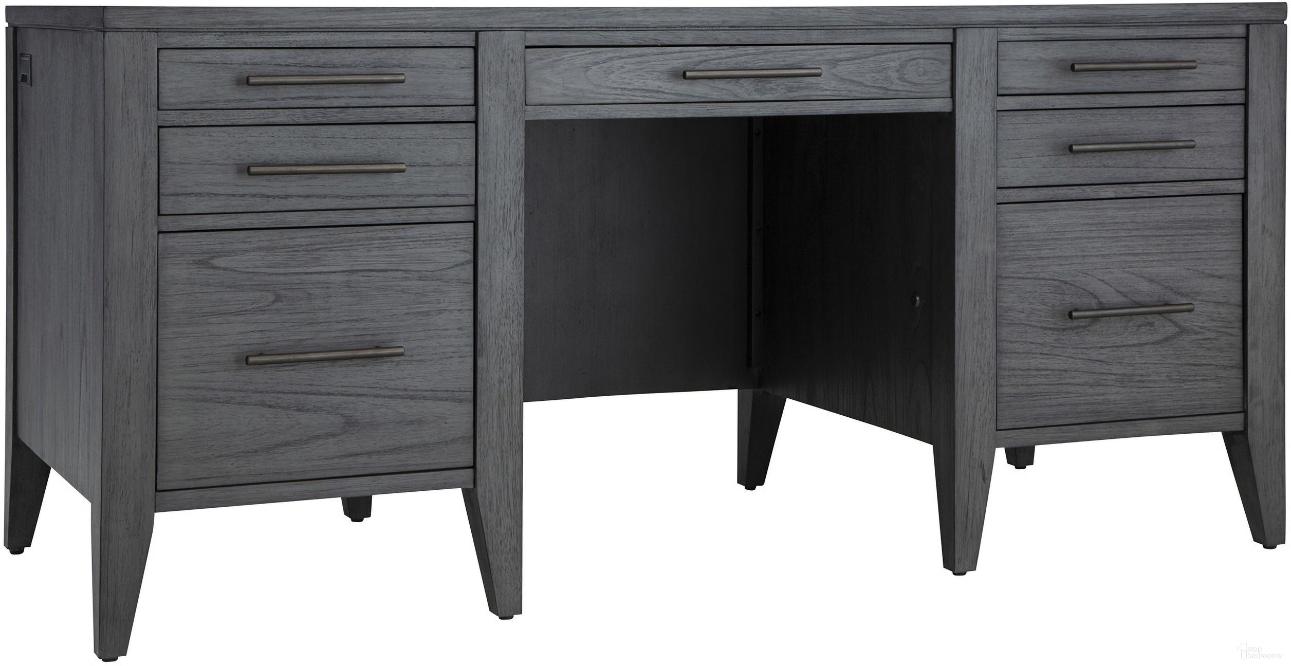 The appearance of Preston 66 Inch Executive Desk In Urbane Grey designed by Aspenhome in the modern / contemporary interior design. This grey piece of furniture was selected by 1StopBedrooms from Preston Collection to add a touch of cosiness and style into your home. Sku: I597-303. Material: Wood.