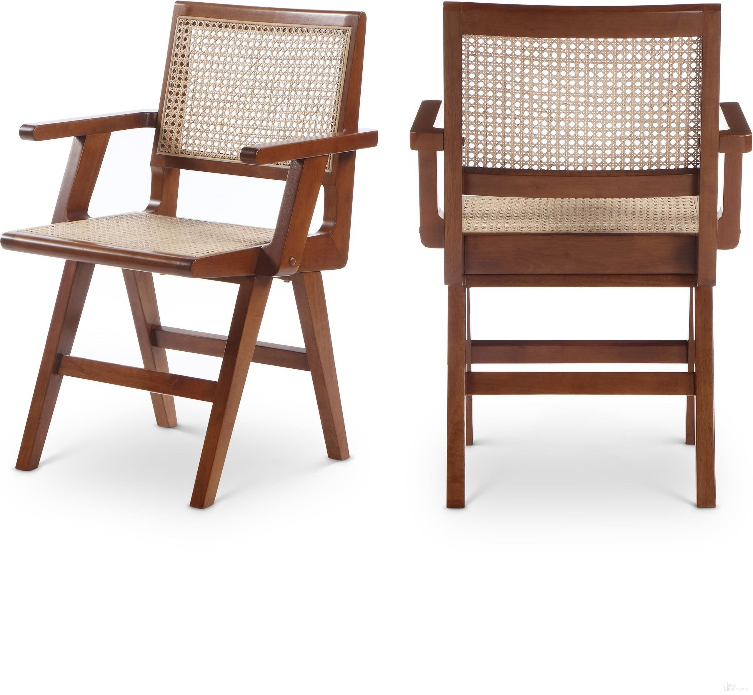 The appearance of Preston Wood Dining Arm Chair Set of 2 In Walnut designed by Meridian in the transitional interior design. This walnut piece of furniture was selected by 1StopBedrooms from Preston Collection to add a touch of cosiness and style into your home. Sku: 588Walnut-AC. Material: Rubberwood. Chair Type: Arm Chair.