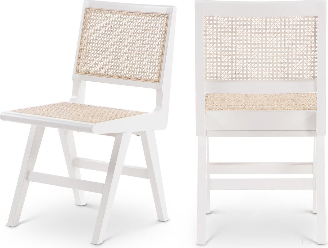 The appearance of Preston Wood Dining Side Chair Set of 2 In White designed by Meridian in the transitional interior design. This white piece of furniture was selected by 1StopBedrooms from Preston Collection to add a touch of cosiness and style into your home. Sku: 588White-SC. Material: Rubberwood. Chair Type: Side Chair.