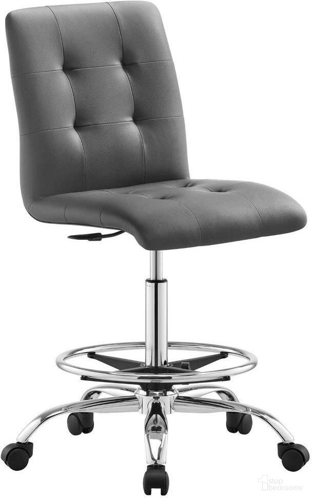 Prim Armless Vegan Leather Drafting Chair In Silver Gray