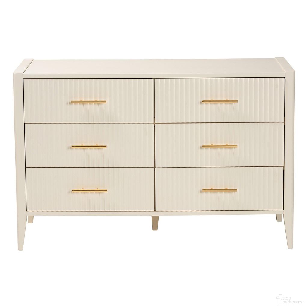 The appearance of Primrose Fluted Wood 6-Drawer Dresser In Ivory designed by Baxton Studio in the transitional interior design. This ivory piece of furniture was selected by 1StopBedrooms from Primrose Collection to add a touch of cosiness and style into your home. Sku: SW8000-66D6D-6DW-Ivory-Dresser. Material: Rubberwood.