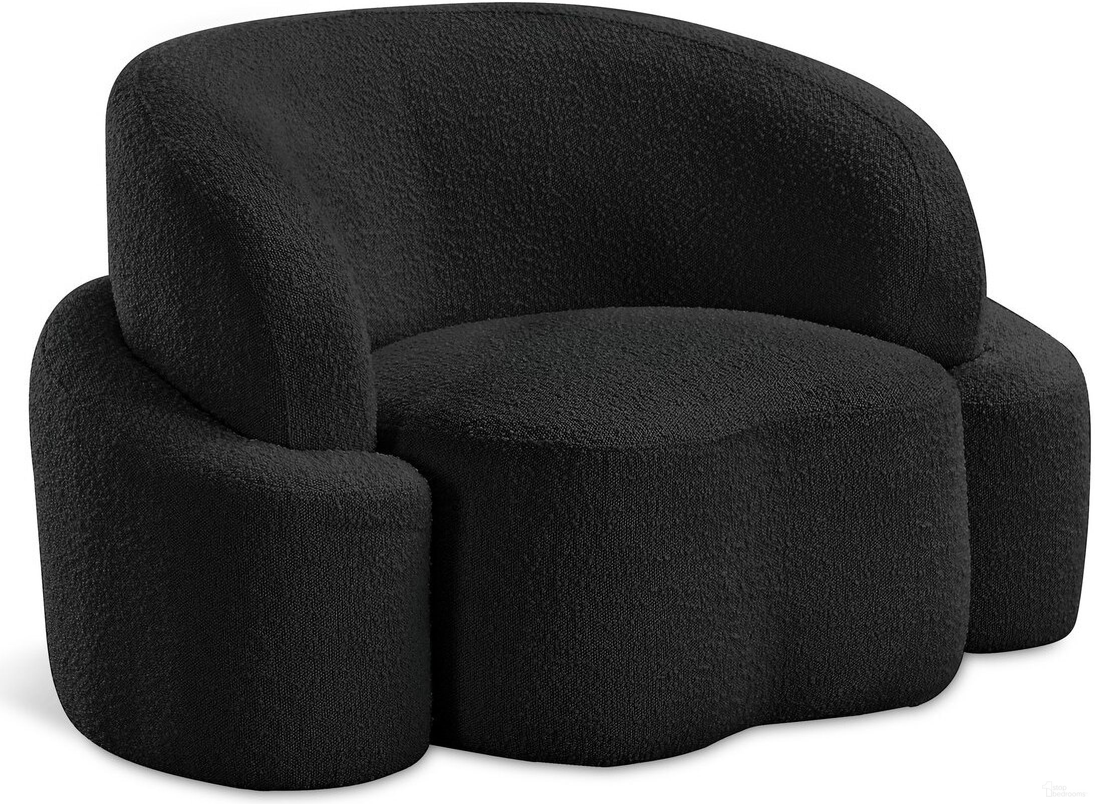 The appearance of Principessa Boucle Fabric Chair In Black designed by Meridian in the modern / contemporary interior design. This black piece of furniture  was selected by 1StopBedrooms from Principessa Collection to add a touch of cosiness and style into your home. Sku: 108Black-C. Material: Boucle.
