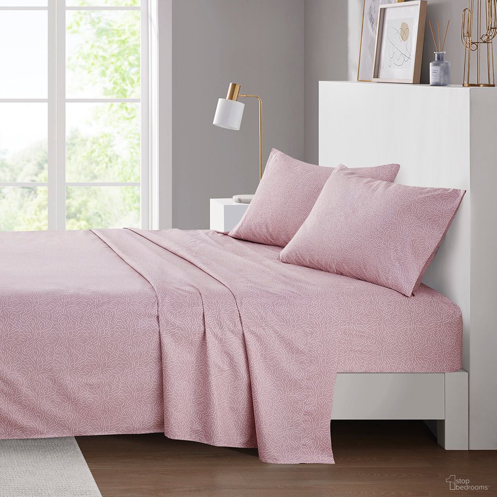The appearance of Printed Microfiber 4 Piece Queen Sheet Set In Blush Waves designed by Olliix in the transitional interior design. This blush piece of furniture was selected by 1StopBedrooms from Microfiber Collection to add a touch of cosiness and style into your home. Sku: ID20-2363. Material: Microfiber. Bed Size: Queen.