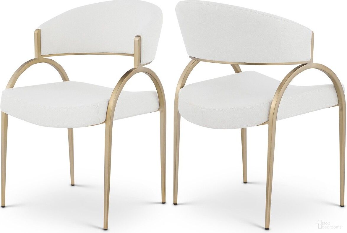 The appearance of Privet Linen Textured Fabric Dining Chair Set of 2 In Cream/Brushed Brass designed by Meridian in the modern / contemporary interior design. This cream piece of furniture was selected by 1StopBedrooms from Privet Collection to add a touch of cosiness and style into your home. Sku: 930Cream-C. Material: Metal. Chair Type: Side Chair.