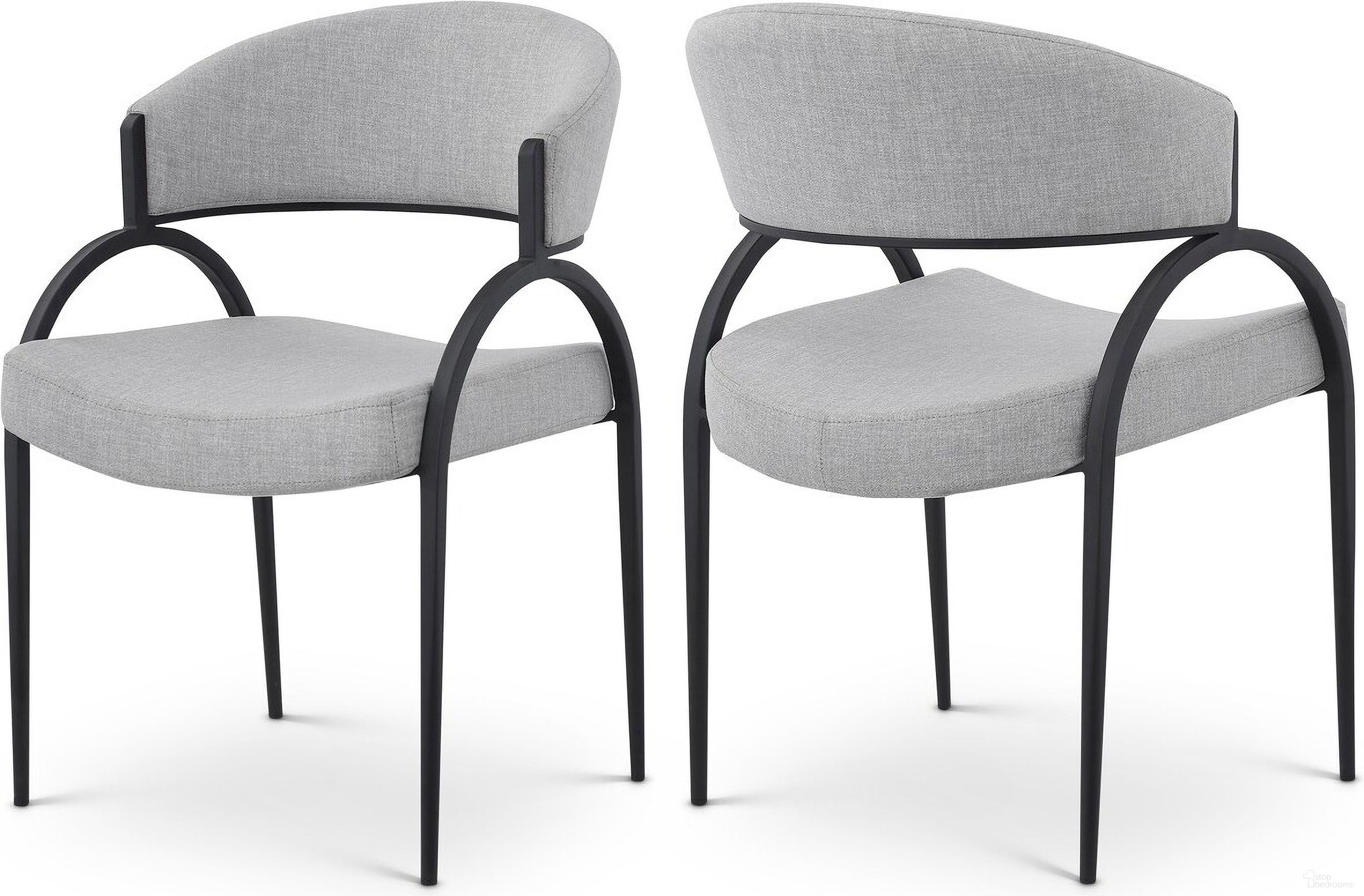 The appearance of Privet Linen Textured Fabric Dining Chair Set of 2 In Grey/Matte Black designed by Meridian in the modern / contemporary interior design. This grey piece of furniture was selected by 1StopBedrooms from Privet Collection to add a touch of cosiness and style into your home. Sku: 931Grey-C. Material: Iron. Chair Type: Side Chair.