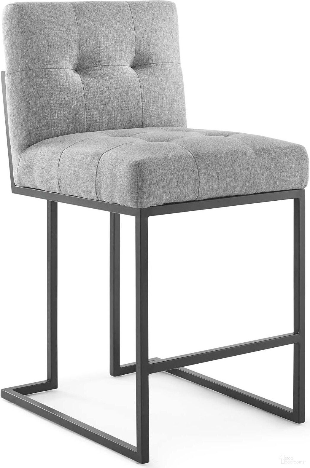 Privy Black Light Gray Black Stainless Steel Upholstered Fabric Counter Stool EEI-3854-BLK-LGR