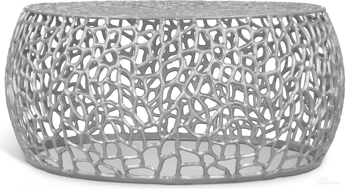 The appearance of Priya Coffee Table In Silver designed by Meridian in the modern / contemporary interior design. This silver piece of furniture  was selected by 1StopBedrooms from Priya Collection to add a touch of cosiness and style into your home. Sku: 224Silver-C. Material: Aluminum.