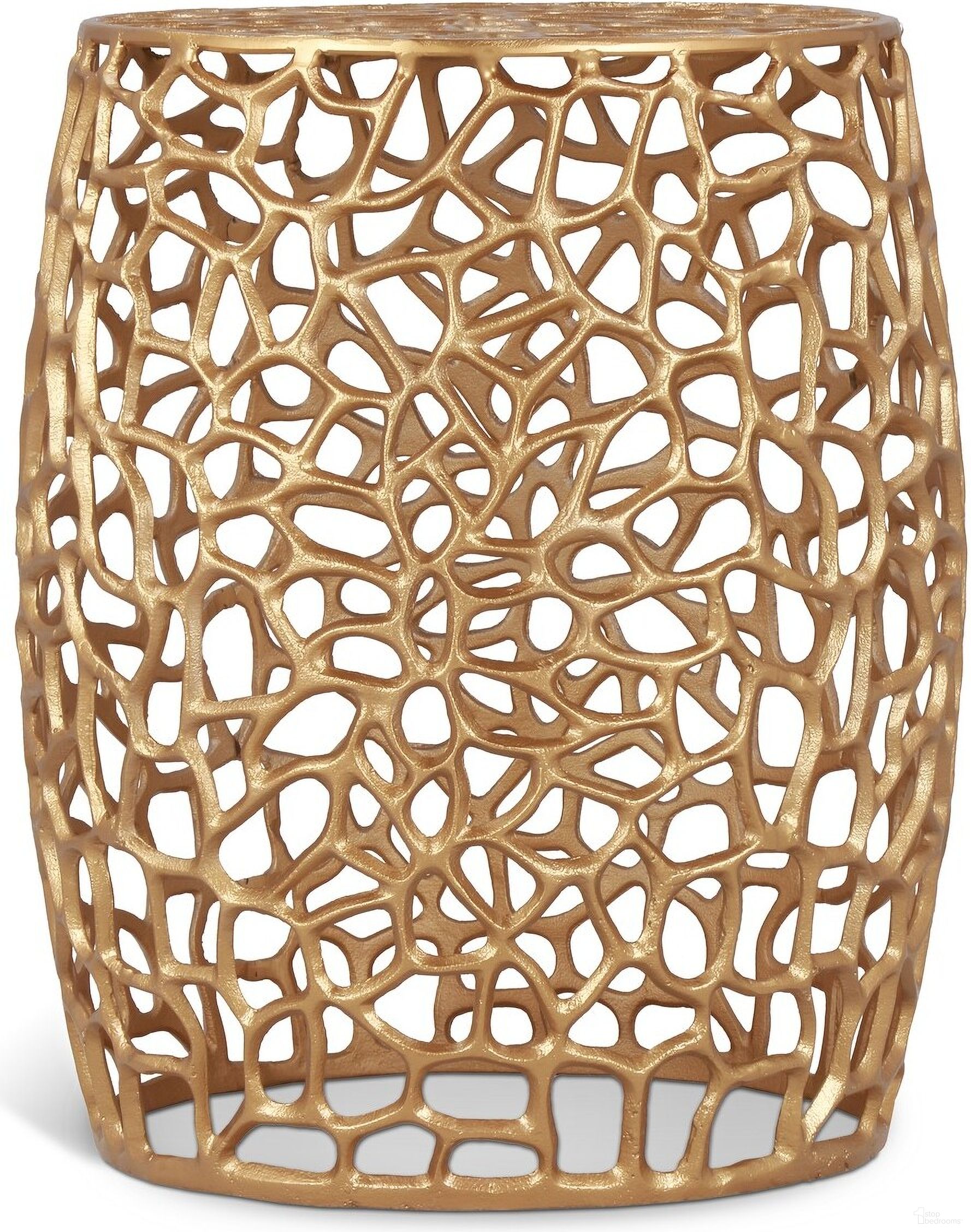 The appearance of Priya End Table In Gold designed by Meridian in the modern / contemporary interior design. This gold piece of furniture  was selected by 1StopBedrooms from Priya Collection to add a touch of cosiness and style into your home. Sku: 224Gold-E. Material: Aluminum.