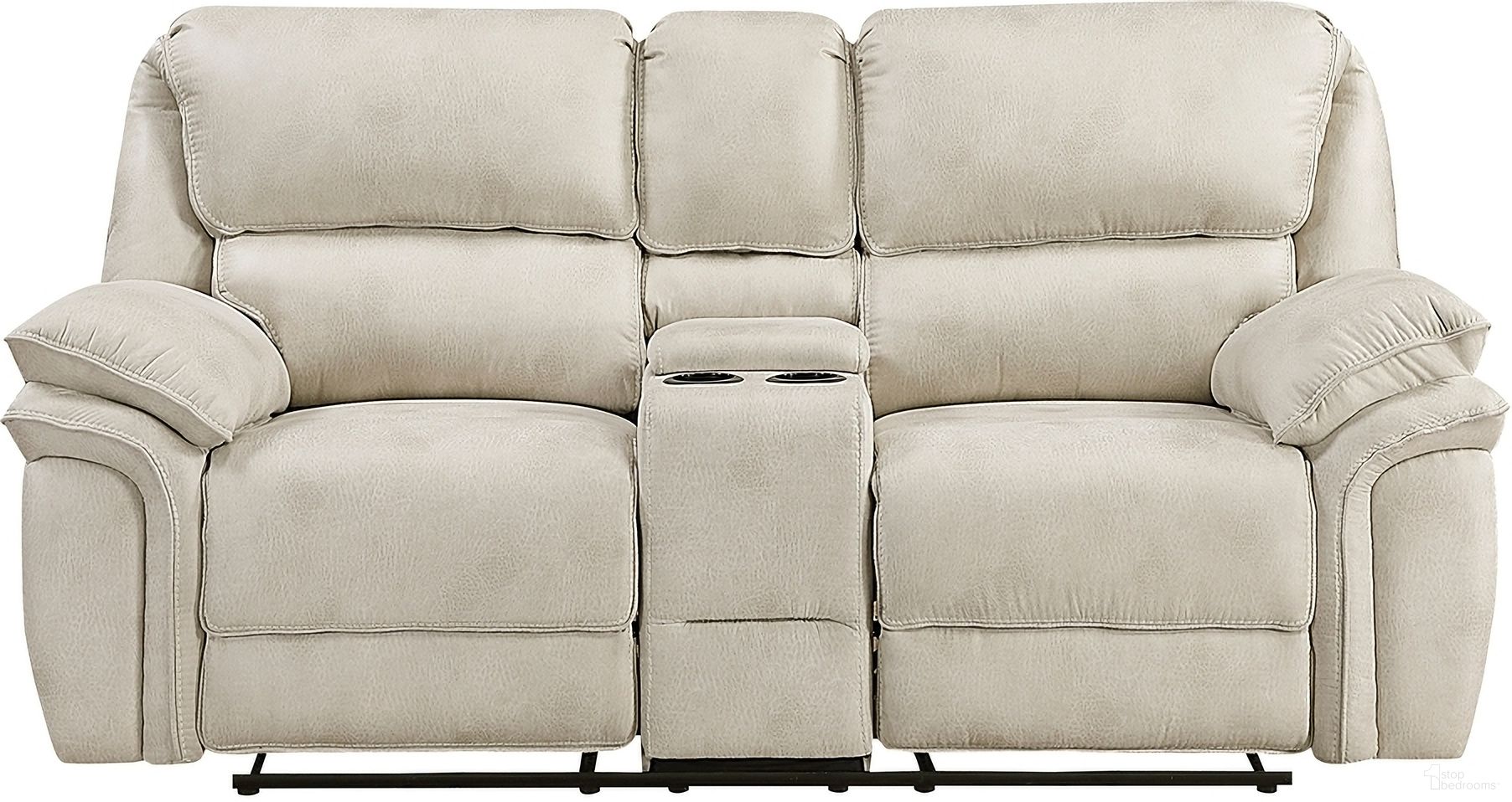 The appearance of Proctor Double Reclining Loveseat with Center Console In Beige designed by Homelegance in the transitional interior design. This beige piece of furniture was selected by 1StopBedrooms from Proctor Collection to add a touch of cosiness and style into your home. Sku: 8517PWT-2. Material: Polyester.