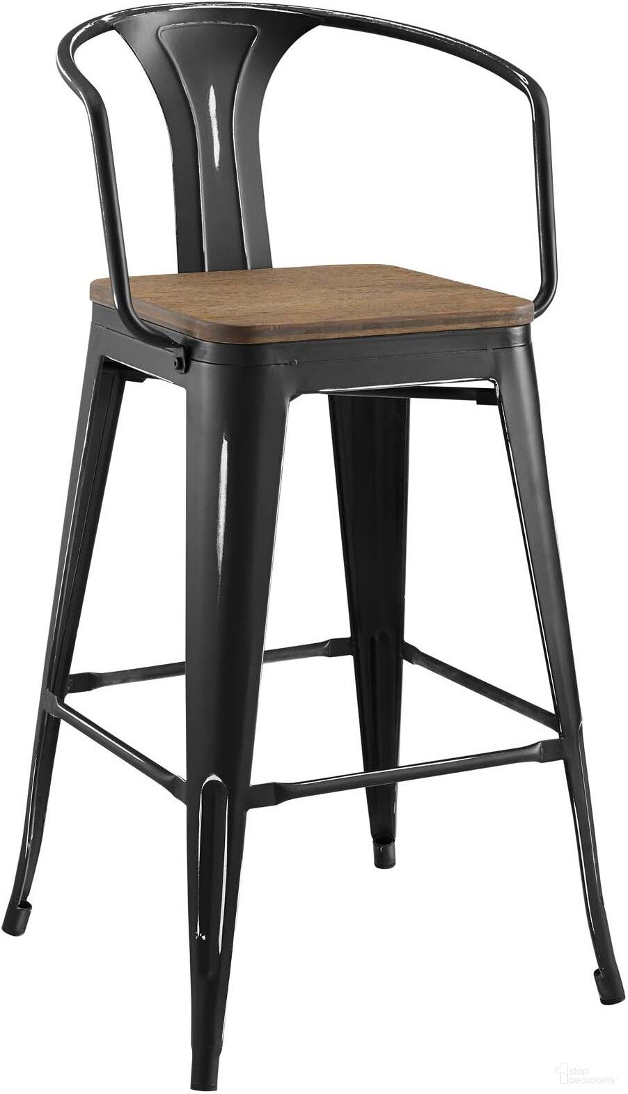 The appearance of Promenade Black Bar Stool EEI-2818-BLK designed by Modway in the modern / contemporary interior design. This black piece of furniture  was selected by 1StopBedrooms from Promenade Collection to add a touch of cosiness and style into your home. Sku: EEI-2818-BLK. Material: Metal.