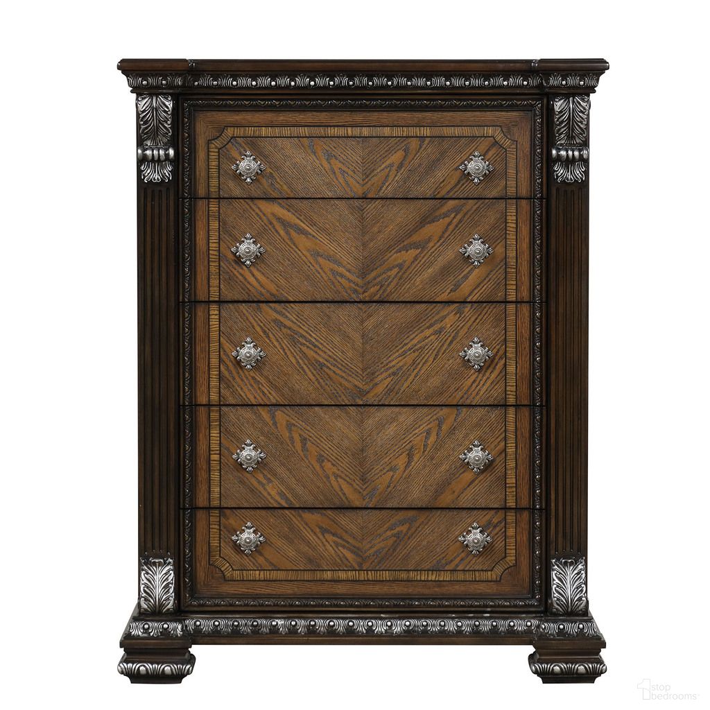 The appearance of Promenade Chest In Espresso designed by Furniture of America in the traditional interior design. This espresso piece of furniture was selected by 1StopBedrooms from Promenade Collection to add a touch of cosiness and style into your home. Sku: FM70002DB-C. Material: Pine Wood.
