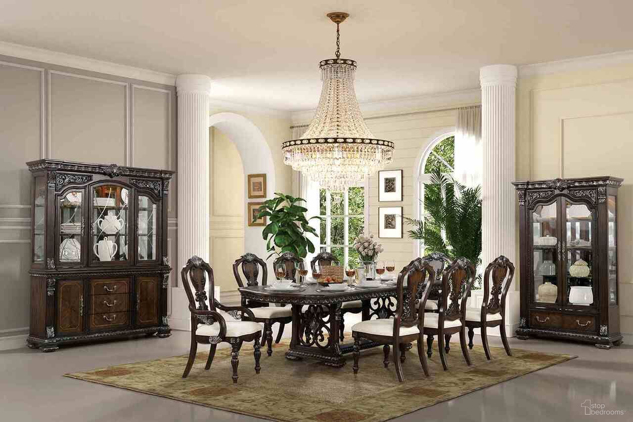 The appearance of Promenade Dining Room Set In Dark Brown designed by Furniture of America in the traditional interior design. This dark brown piece of furniture was selected by 1StopBedrooms from Promenade Collection to add a touch of cosiness and style into your home. Sku: FM31002DB-T-1;FM31002DB-T-2;FM31002DB-SC-2PK. Table Top Shape: Rectangular. Material: Engineered Wood. Size: 44" x 112".