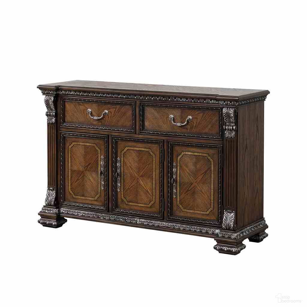 The appearance of Promenade Sideboard In Dark Brown designed by Furniture of America in the traditional interior design. This dark brown piece of furniture was selected by 1StopBedrooms from Promenade Collection to add a touch of cosiness and style into your home. Sku: FM31002DB-SV. Material: Solid Rubberwood.