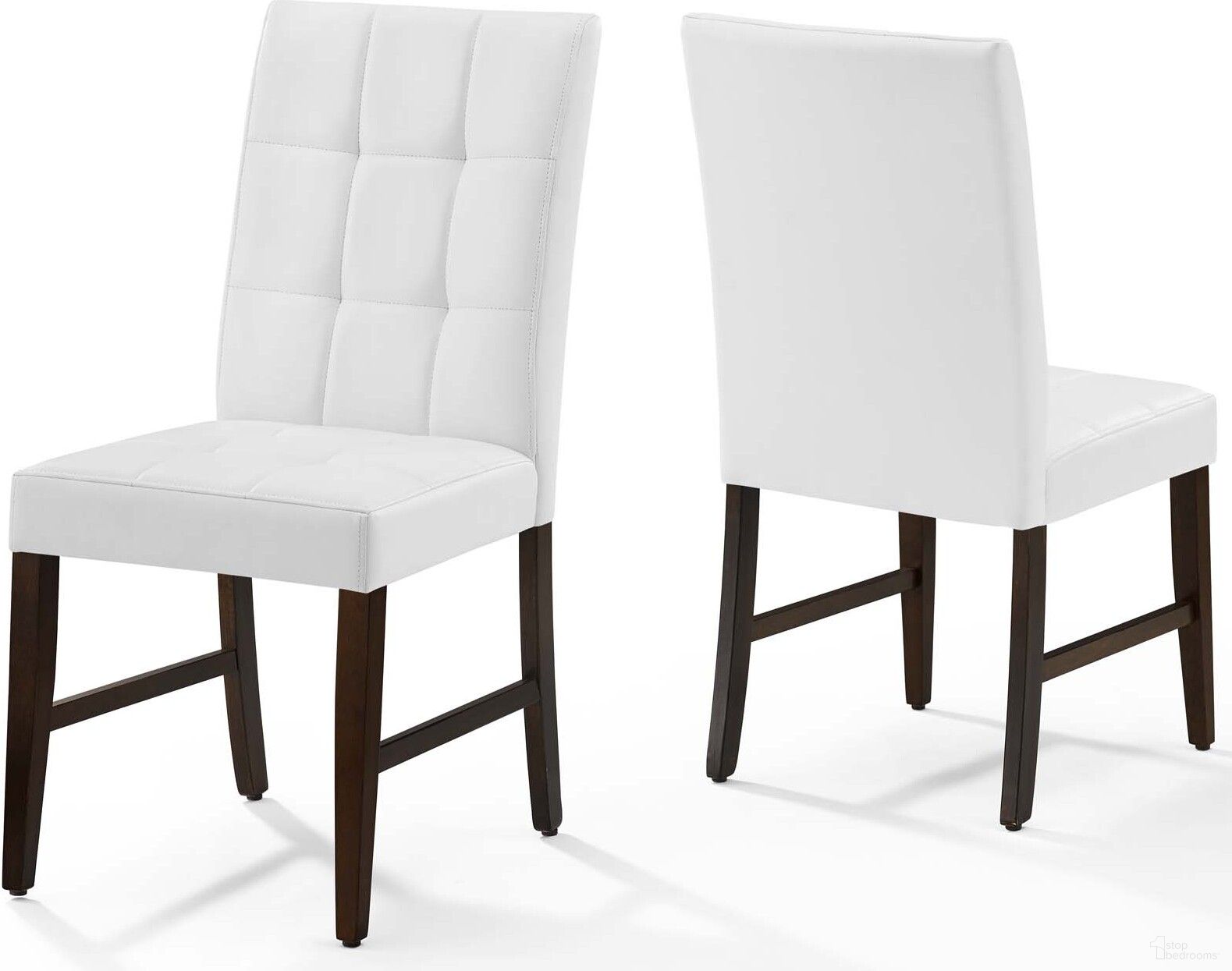 Promulgate White Biscuit Tufted Upholstered Faux Leather Dining Side Chair Set of 2 EEI-3336-WHI