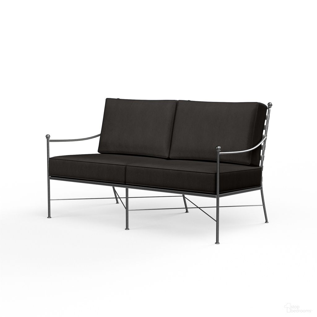 The appearance of Provence Loveseat in Spectrum Carbon designed by Sunset West in the traditional interior design. This spectrum carbon piece of furniture  was selected by 1StopBedrooms from Provence Collection to add a touch of cosiness and style into your home. Sku: SW3201-22-48085. Material: Wrought Iron.