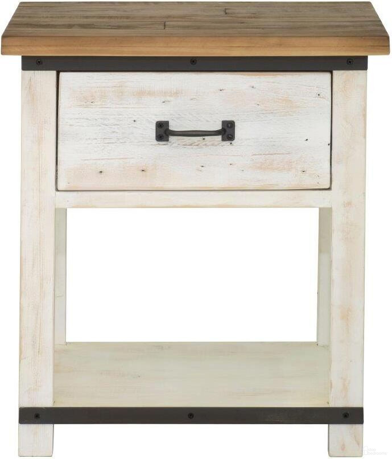 The appearance of Provence Nightstand designed by LH Imports in the country / farmhouse interior design. This white and brown piece of furniture  was selected by 1StopBedrooms from Provence Collection to add a touch of cosiness and style into your home. Sku: PVN002. Material: Pine.