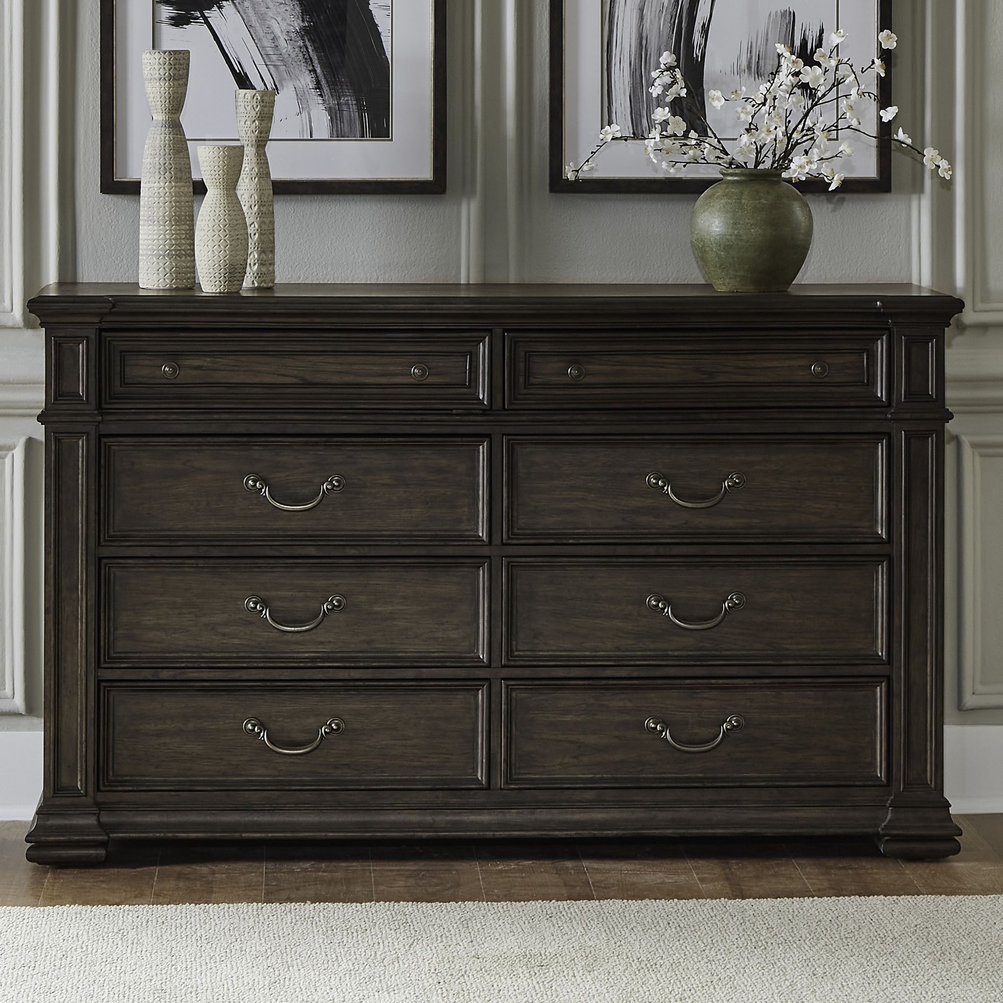 The appearance of Provence Park 8 Drawer Dresser In Chateau designed by Liberty in the traditional interior design. This chateau piece of furniture was selected by 1StopBedrooms from Provence Park Collection to add a touch of cosiness and style into your home. Sku: 765-BR31. Material: Solid Rubberwood.