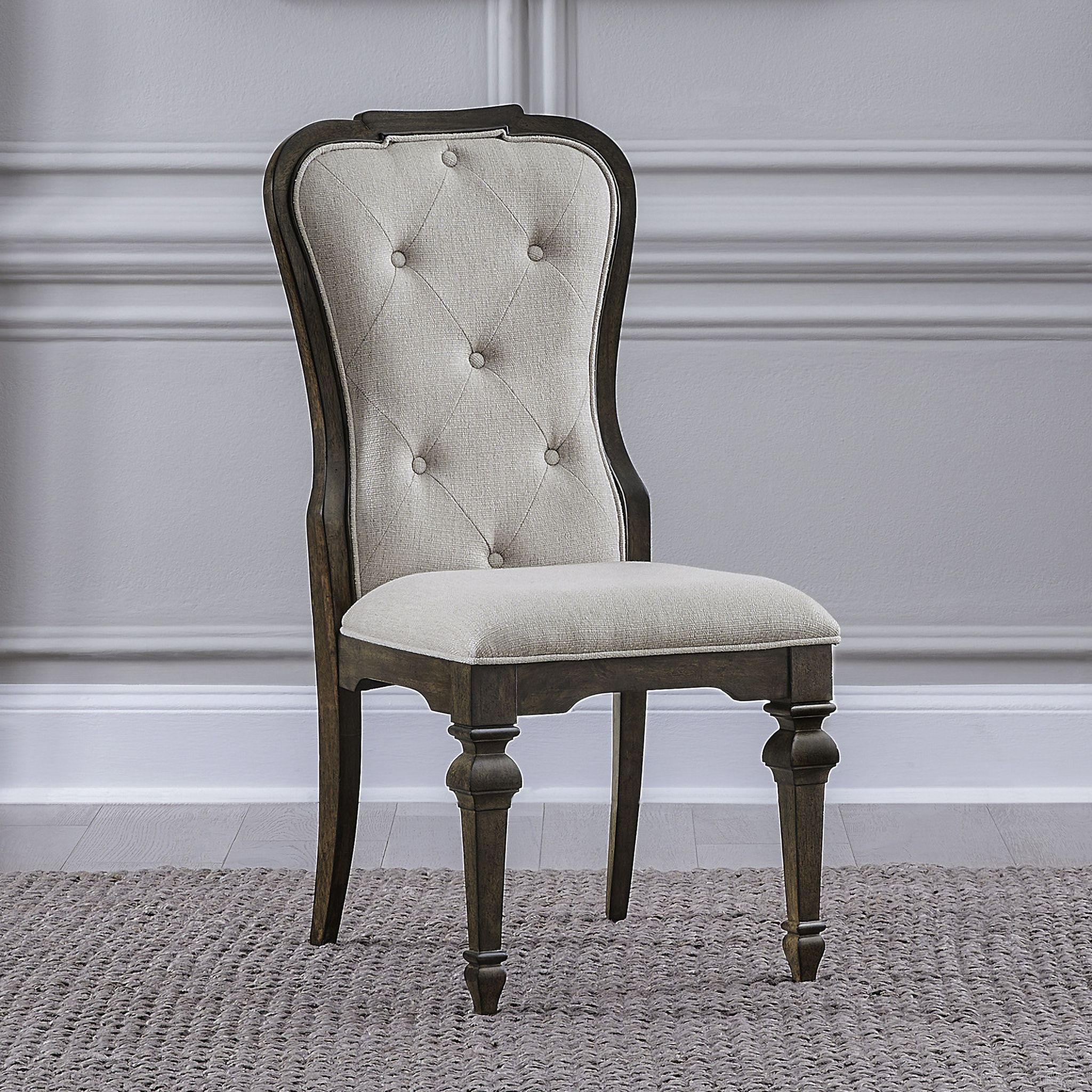 The appearance of Provence Park Upholstered Side Chair Set of 2 In Chateau designed by Liberty in the traditional interior design. This chateau piece of furniture  was selected by 1StopBedrooms from Provence Park Collection to add a touch of cosiness and style into your home. Sku: 765-C9001S. Material: Solid Rubberwood. Chair Type: Side Chair.