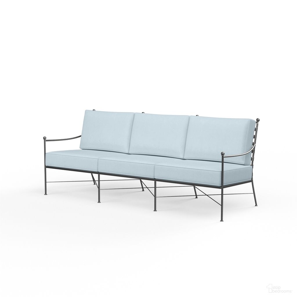 The appearance of Provence Sofa in Canvas Skyline designed by Sunset West in the traditional interior design. This canvas skyline piece of furniture was selected by 1StopBedrooms from Provence Collection to add a touch of cosiness and style into your home. Sku: SW3201-23-14091. Material: Wrought Iron.