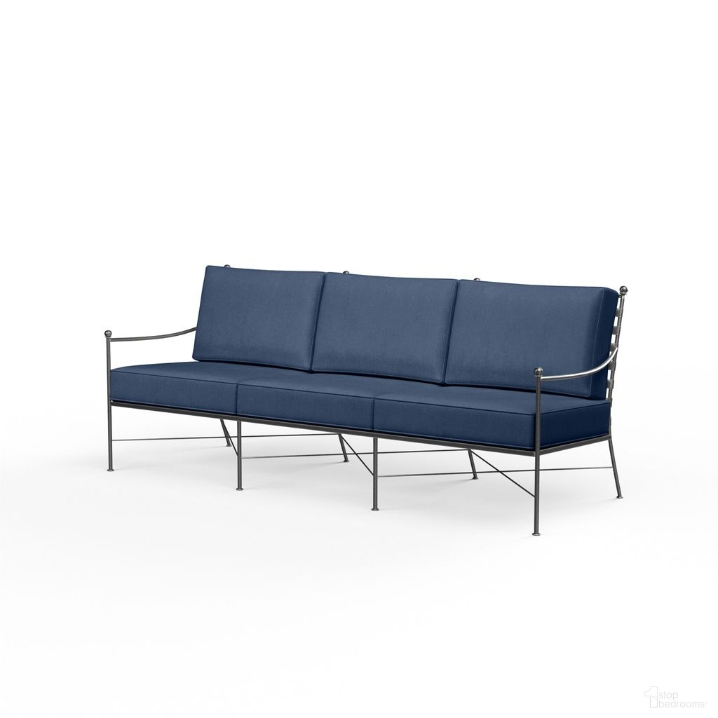The appearance of Provence Sofa in Spectrum Indigo designed by Sunset West in the traditional interior design. This spectrum indigo piece of furniture was selected by 1StopBedrooms from Provence Collection to add a touch of cosiness and style into your home. Sku: SW3201-23-48080. Material: Wrought Iron.