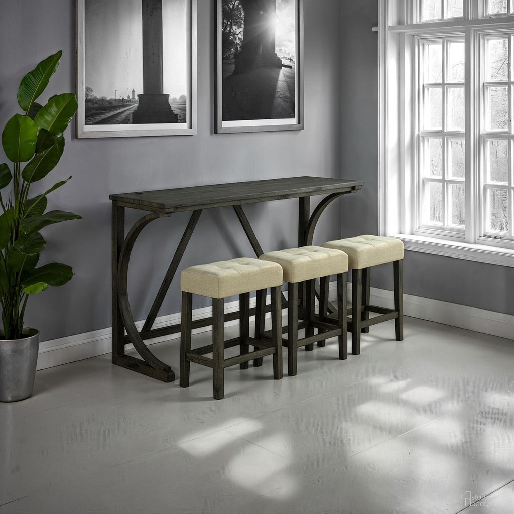 The appearance of Ptolema 4 Piece Counter Height Table Set In Brown and Beige designed by Furniture of America in the transitional interior design. This brown and beige piece of furniture  was selected by 1StopBedrooms from Ptolema Collection to add a touch of cosiness and style into your home. Sku: SL3403DG-PT-4PK. Table Base Style: Trestle. Material: Fabric. Table Top Shape: Rectangular.