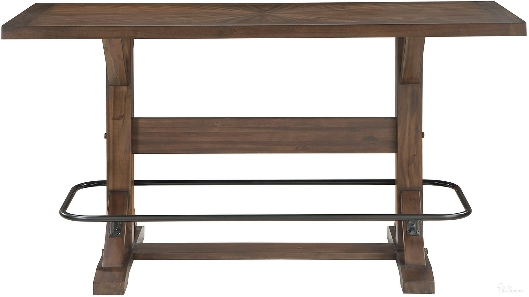 The appearance of Oliver Pub Height Table In Brown designed by Homelegance in the rustic / southwestern interior design. This brown piece of furniture  was selected by 1StopBedrooms from Oliver Collection to add a touch of cosiness and style into your home. Sku: 5979-42. Table Base Style: Trestle. Material: Wood. Table Top Shape: Rectangular.