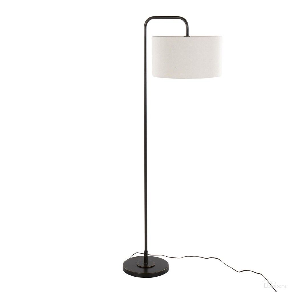 Puck 63 Inch Metal Floor Lamp In Oil Rubbed Bronze and Beige